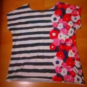 RED WHITE BLUE FLOWERS...CRUISEWEAR EUC